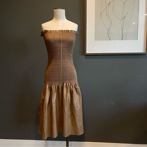 Frame Vegan Leather Rouched Gathered Sleeveless Dress